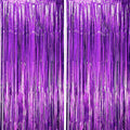 2 Pack Purple Tinsel Foil Fringe Curtains, Metallic Tinsel Party Streamers by Voircoloria