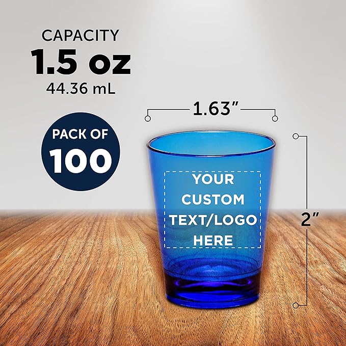 Custom Translucent Plastic Shot Glasses 1.5 oz. Set of 100, Personalized Bulk - Image 5