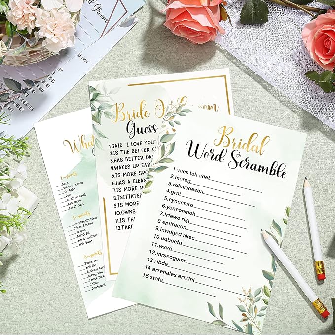 Teling 145 Pieces Bridal Shower Game Bridal Shower Favors Set Wedding Games - Image 5