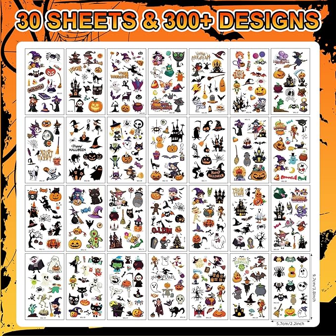 Halloween Temporary Tattoos for Kids – 30 Sheets - Image 2