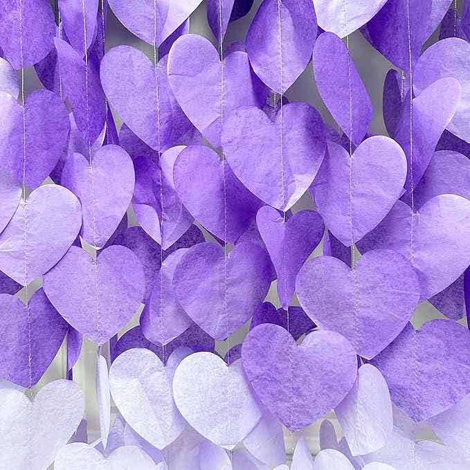 205Ft Lavender Party Decoration Ombre Purple White Heart Backdrop Streamer - Image 4
