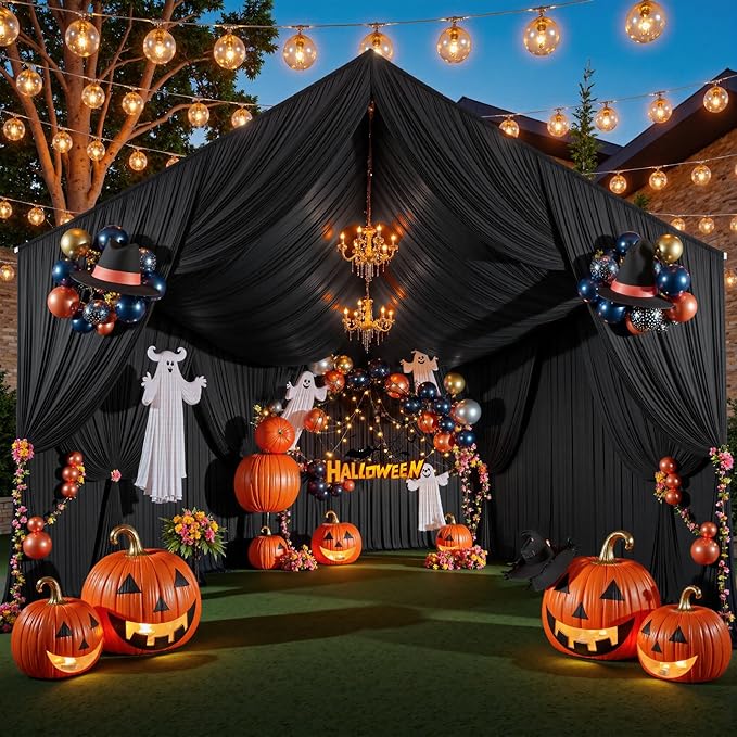 PartyVillage 2 Panels 5ftx30ft Black Ceiling Drapes - Image 3