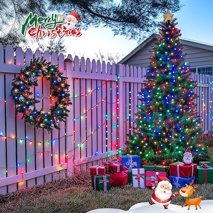 JMEXSUSS 2 Pack Solar String Light 100LED 32.8ft 8 Modes Solar Christmas Lights - Image 5