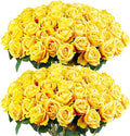 Auihiay 60PCS Yellow Roses Bulk, Realistic Flowers by Auihiay