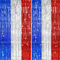 TONIFUL Red White and Blue Tinsel Foil Fringe Curtains, 4th of July Decorations by TONIFUL