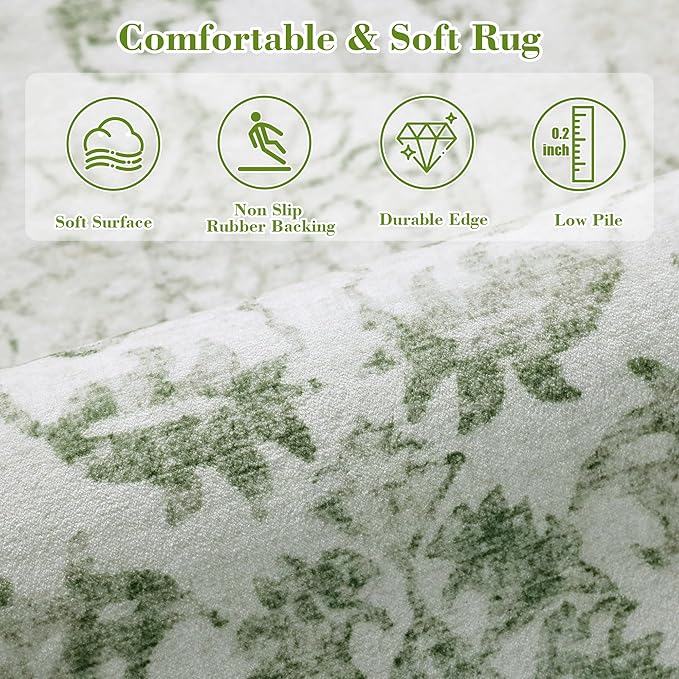 Deerly Sage Rugs 8x10 for Living Room Soft Non-Slip, Large Vintage Area Rug - Image 6