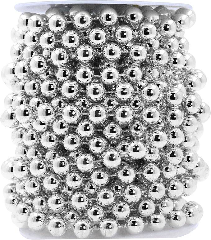 Mandala Crafts 10mm Faux Metallic Silver Pearl Beads Roll by MandalaCrafts