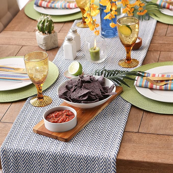DII Woven Basic Tabletop Collection, Chevron Table Runner, Nautical Blue - Image 3