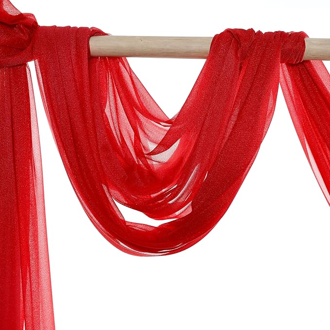 VDS Pack of 3 Panel Wedding Arch Draping Fabric Sheer Chiffon Fabric Drapery - Image 4