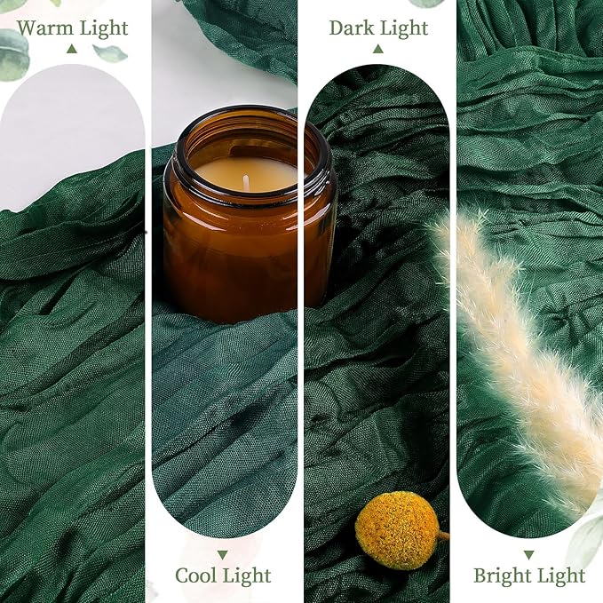 6 Pack Emerald Green Cheesecloth Table Runner 10FT Long Boho Gauze Table Runner - Image 3