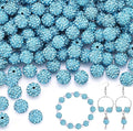 100 pcs 10mm Rhinestone Beads for Jewelry Making, Aquamarine Shiny Round by TINKRSTUFF
