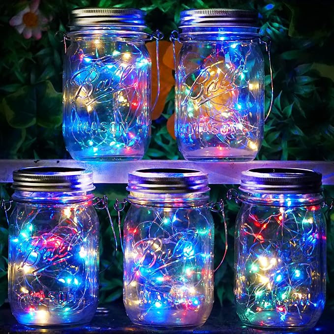 SunKite Solar Mason Jar Lights, 12 Pack 30 LED Waterproof Fairy Firefly Jar - Image 4
