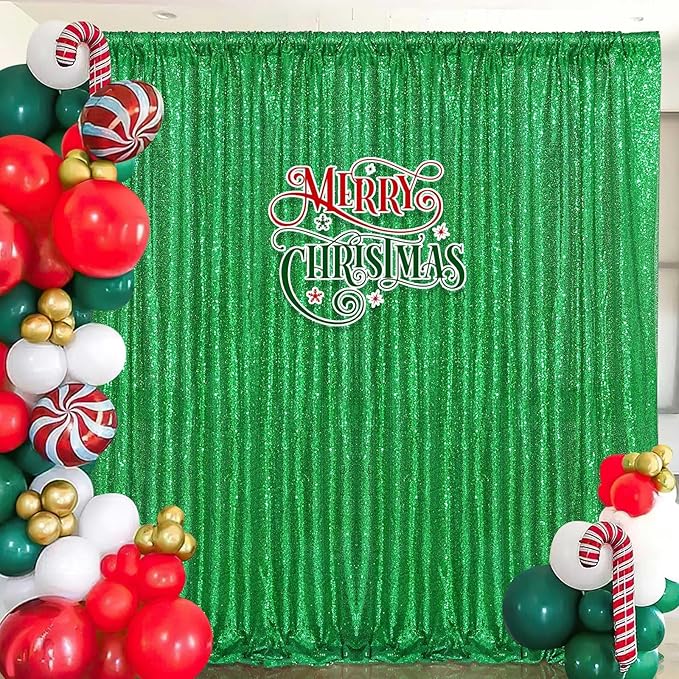 7ft x 7ft Green Sequin Backdrop Curtain Party Backdrop Curtain - Image 4