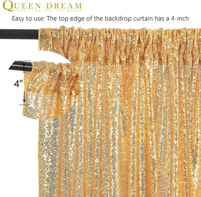 8ft x 8ft Gold Sequin Backdrop Curtain Glitter Photo Booth Backdrop - Image 8