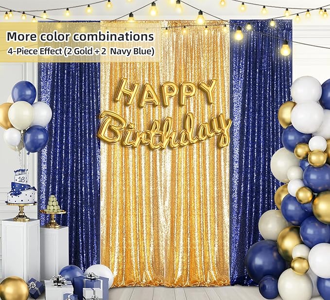 Juya Delight 2PCS 2FTx8FT Gold Sequin Curtains - Image 5