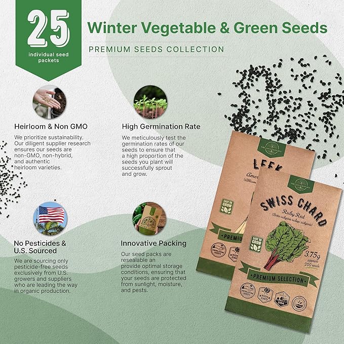 Organo Republic 25 Winter Vegetable & Green Seeds Variety Pack - Image 7