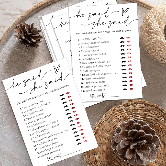 Fun Bridal Shower Games Set 25 Weddin Games Cards He Said She Said - Image 5