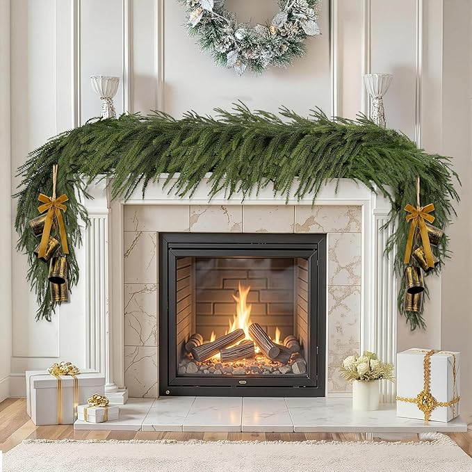 2 Pcs 6FT Christmas Garlands Norfolk Pine Garland by BRIBAY