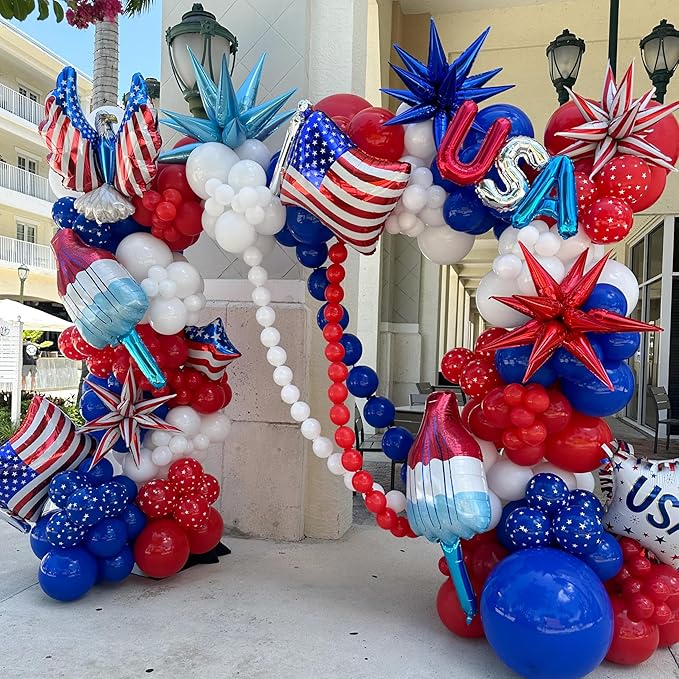 3pcs 26inch 3D Red white Explosion Star foil balloon - Image 3
