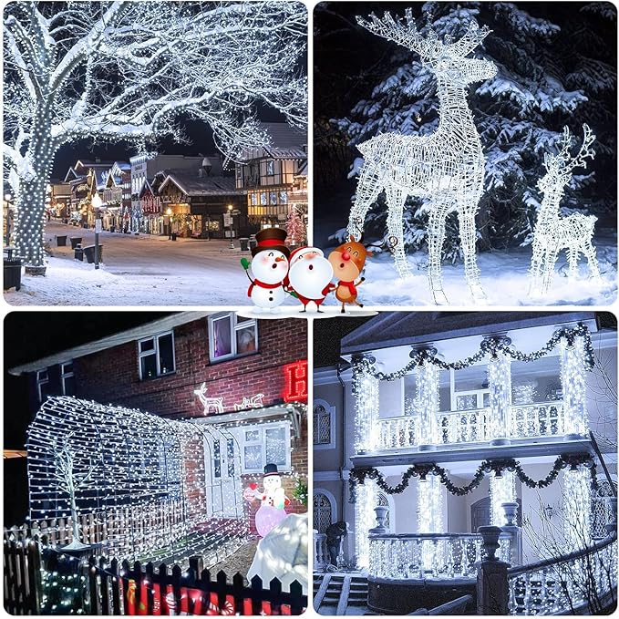 1000 LED 328 FT Christmas Light Outdoor, 8 Lighting Modes White String Lights - Image 8