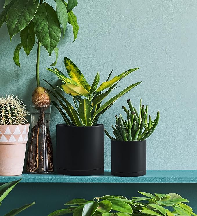 D'vine Dev 4 Pack 4.5 Inch Modern Plastic Plant Pots, Small Garden Planters - Image 5