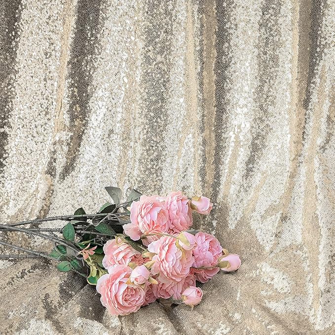 Champagne Sequin Photography Backdrop Curtains 2FTx8FT 2 Panels Sparkly - Image 4