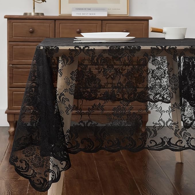 LinenZone Black Rectangle Tablecloth - Image 3