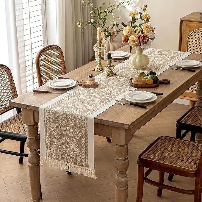 Table Runner 48 Inches Long, Waterproof Boho Table Runner - Image 2