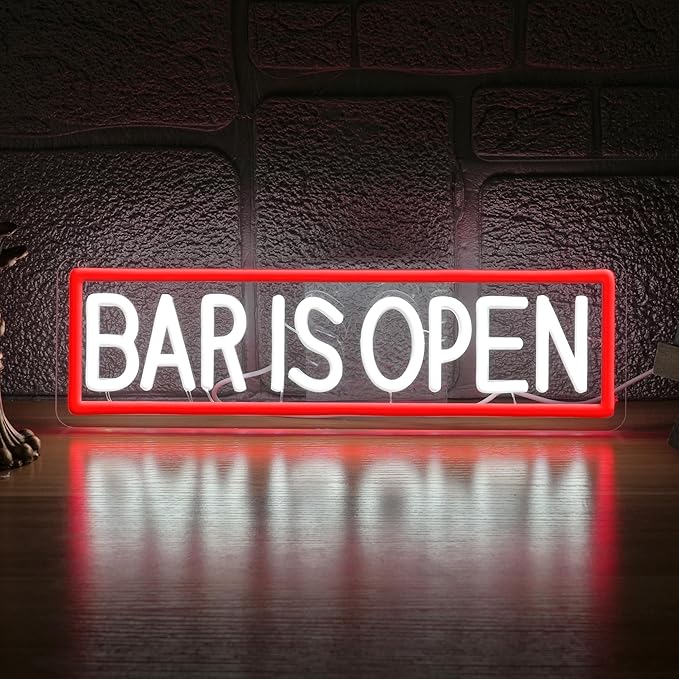 Bar Is Open Neon Sign for Wall Decor, USB Powered Led Bar Neon Sign Open Light by LIEGHDZT
