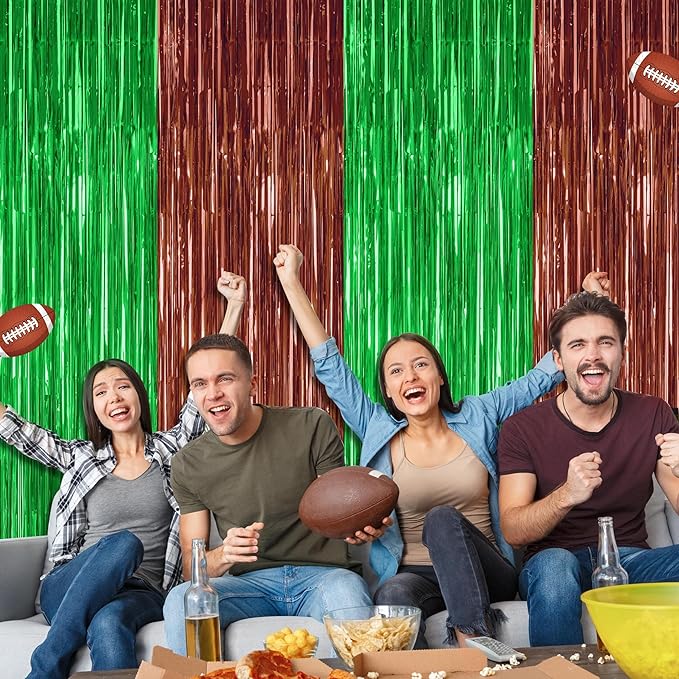 2 Pack Football Party Decorations, 3.28 FT x 7.05 FT Tinsel Backdrop, Football - Image 6