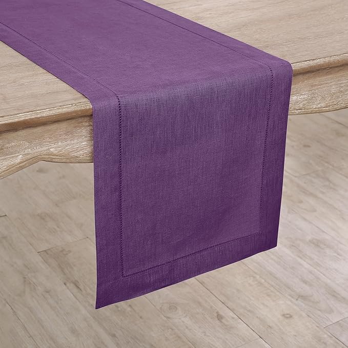 Solino Home Linen Purple Table Runner 108 Inches Long - Image 2