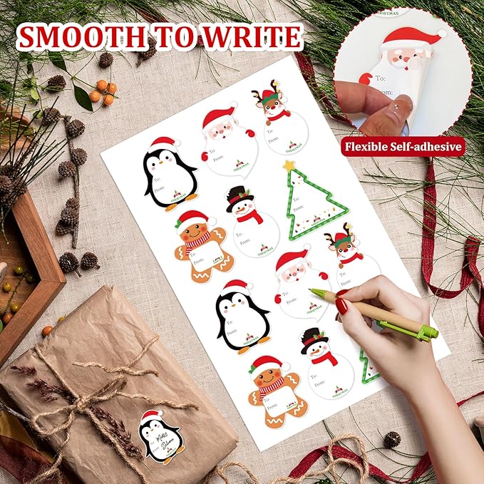 Christmas Gift Tags Stickers, Self-Adhesive Christmas Name Tags - Image 3