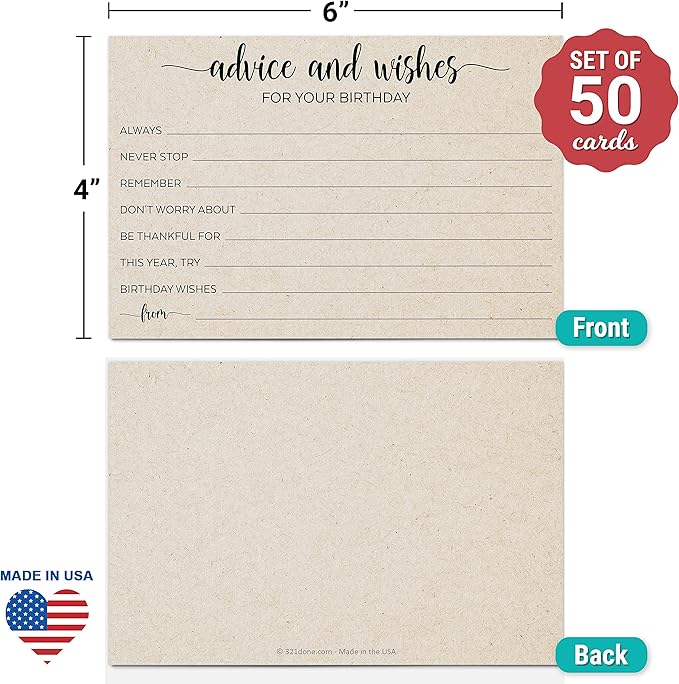 321Done Birthday Wishes and Advice Tan-Kraft 4x6" Cards - Image 2