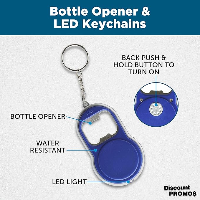 Bottle Opener & LED Keychains Set of 10, Bulk Pack - Image 3