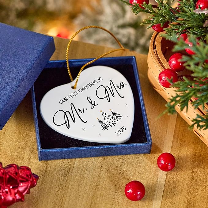 Wedding Gifts for Couples 2025, First Christmas Married Ornament 2025 Mr and - Image 3