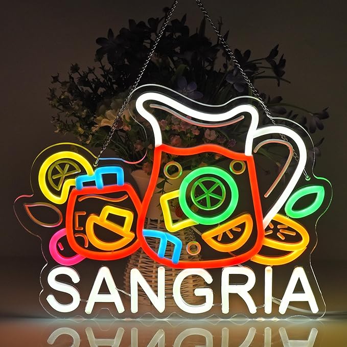 CNBEYOUNG Sangria Neon Sign, Neon Lights Hanging Wall Art Decoration - Image 3