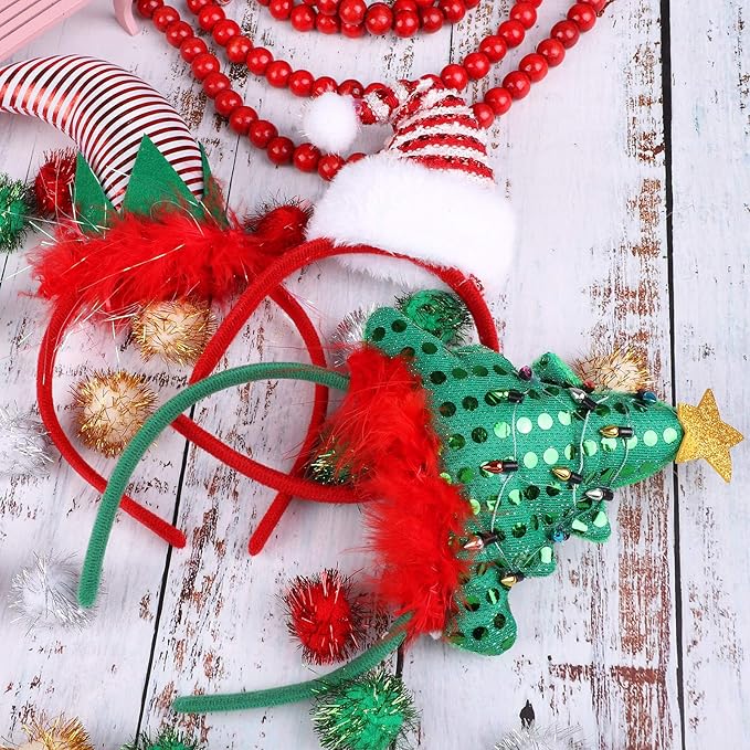 URATOT 9 Pack Creative Holiday Headbands Christmas Party Costume Headwear Elves - Image 4