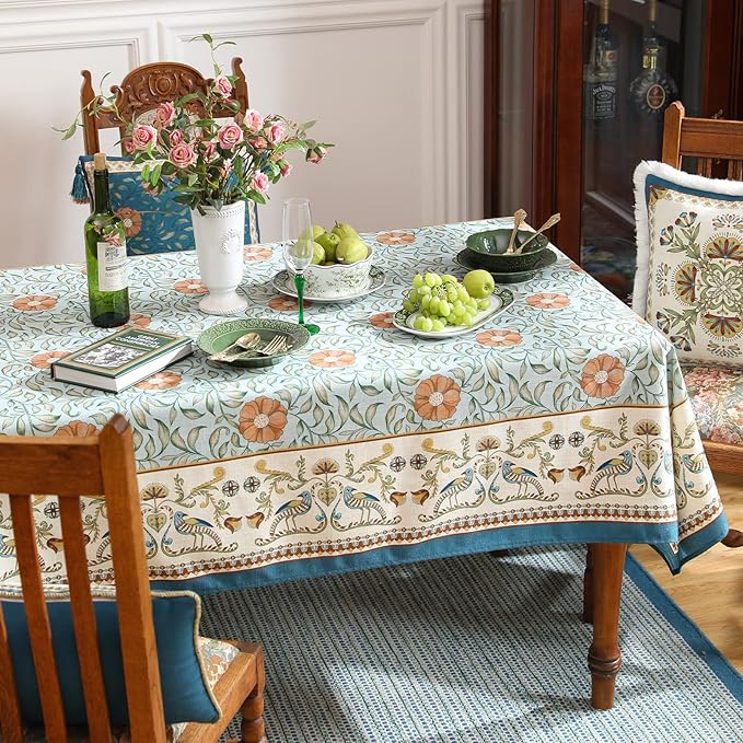patdrea Designer French Linen Blue Tablecloth - Image 7