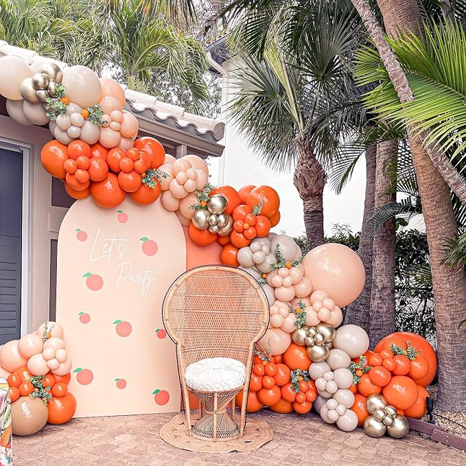 Paready Burnt Orange Balloons Set, 12 Inch Metallic Confetti Gold Sand White - Image 4