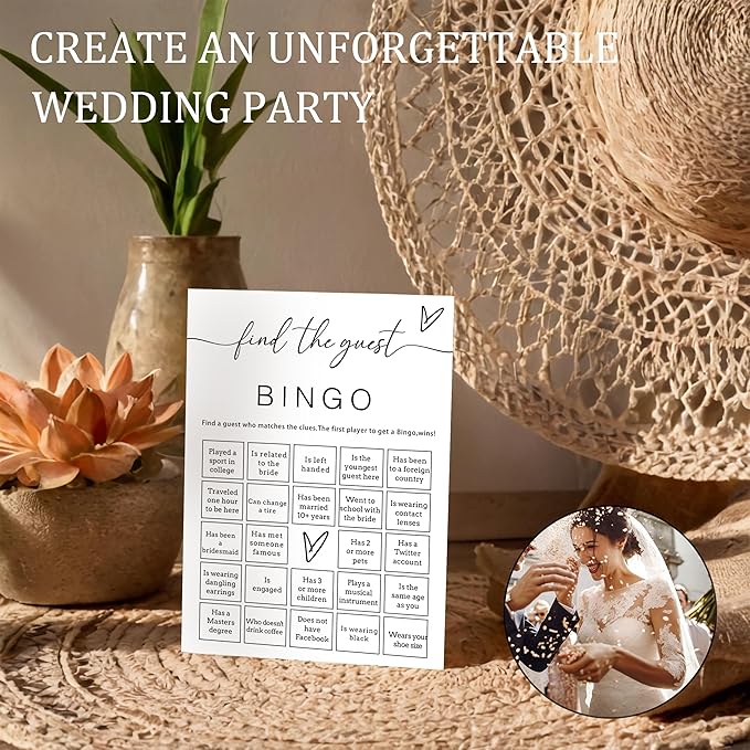 Fun Wedding Shower Bingo 25Pcs Prefilled Find The Guest Bingo Game Cards - Image 4