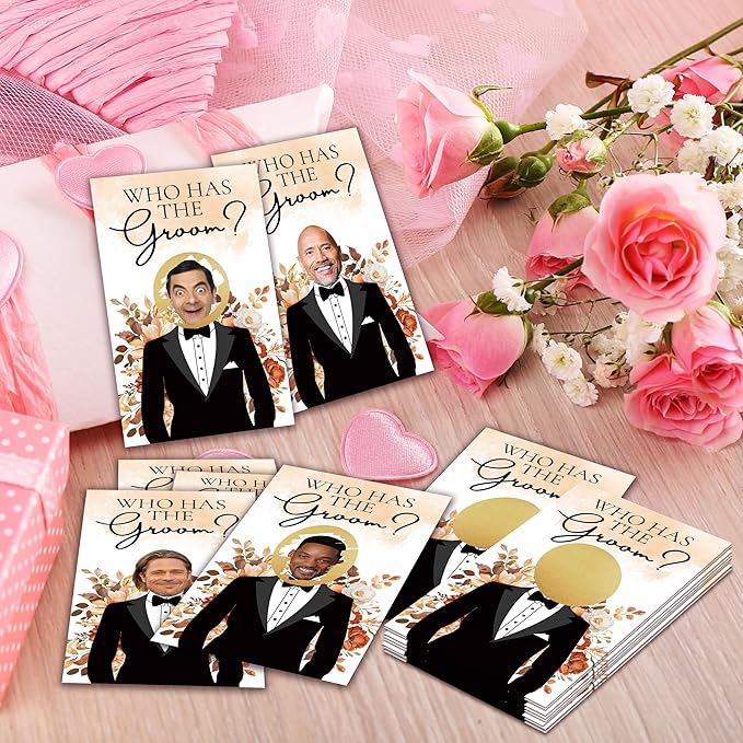 Floral Bridal Shower Games，Who Has The Groom Scratch Off Card, 3.5"x 2.1" Funny - Image 4