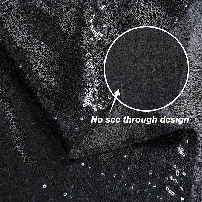 Juya Delight Black Sequin Backdrop, 6FTx8FT NO See-Through Photobooth Backdrop - Image 4