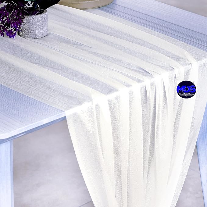 MDS 2 Pack 10ft Chiffon Table Runner 29 x 120 Inches Sheer Wedding Runner - Image 6