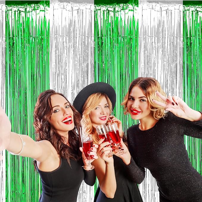 4 Pack Foil Fringe Curtain Backdrop, 3.28Ft x 8.2Ft Metallic Tinsel Foil Fringe - Image 4