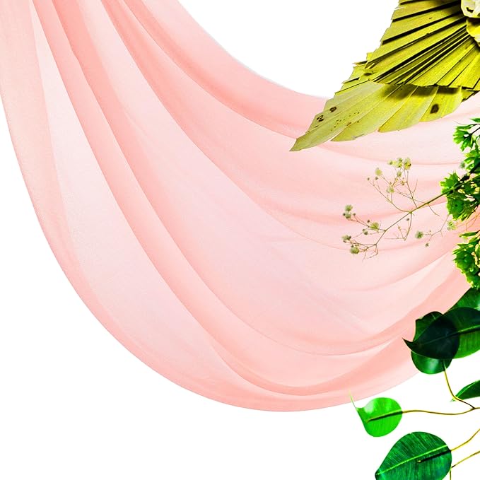 VDS Pack of 2 Panel Wedding Arch Draping Fabric Sheer Chiffon Fabric Drapery - Image 3