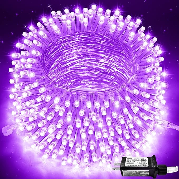 JMEXSUSS 91.5ft 250 LED Purple String Lights Indoor, Connectable 8 Modes Purple by JMEXSUSS