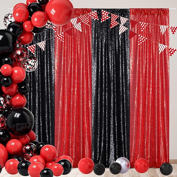 Poise3EHome Black Sequin Backdrop Curtains, 4 Panels 2FTx8FT Glitter Background - Image 3