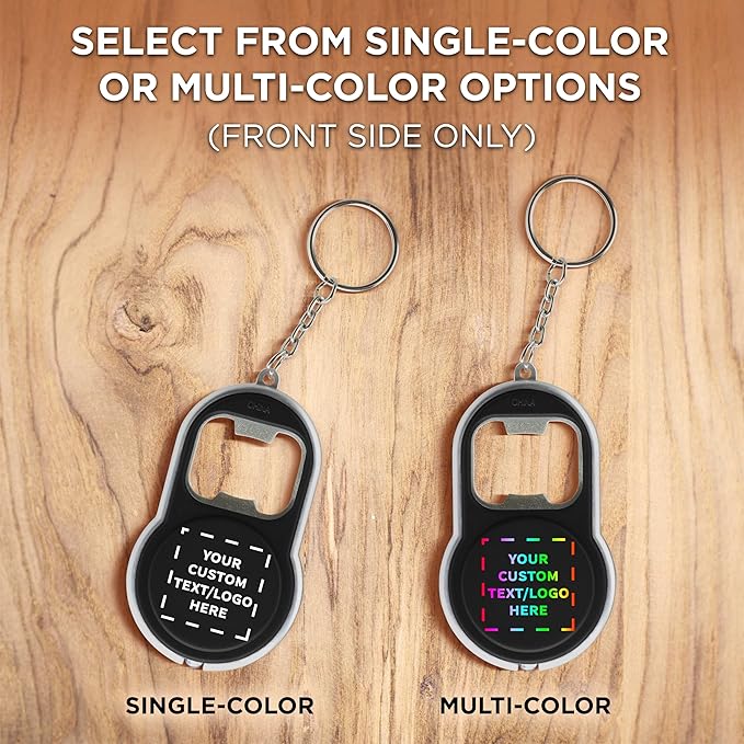 DISCOUNT PROMOS Custom Bottle Opener & LED Keychains Set of 100, Personalized - Image 6