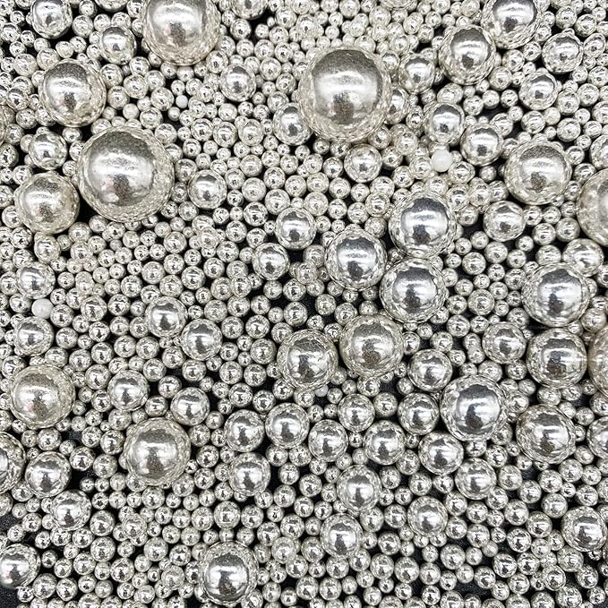 Weraru Edible Silver Pearl Sugar Sprinkles Candy Mixing Size Baking Edible Cake - Image 3