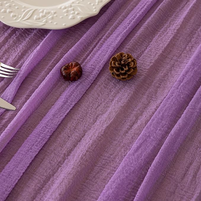 3pcs Lilac Gauze Rustic Cheesecloth Table Runner 120 Inch 10 FT - Image 3